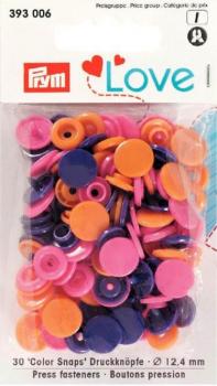 Prym Color Snaps Orange/Lila/Rosa Mix 30St. Ø12,4 mm 393006